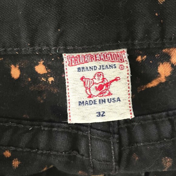 True Religion Ricky Black Jeans 32 Men’s Raf Simons Like Acid Splatter Distresse - Picture 9 of 11